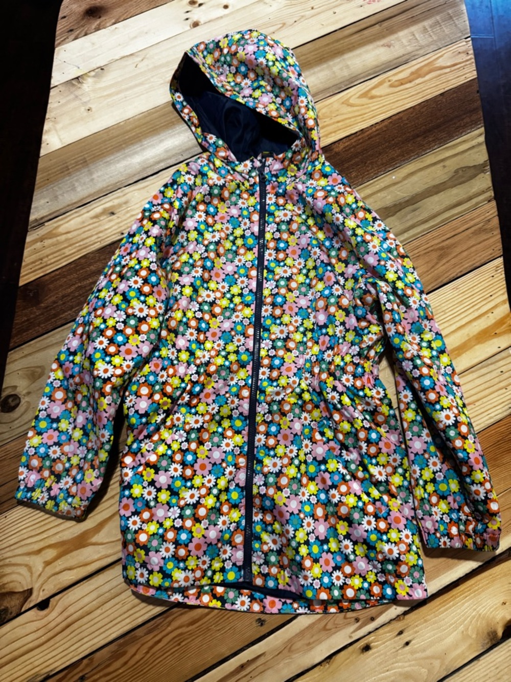wonder nation Floral Hooded Raincoat - Pink, Green, Blue, Orange